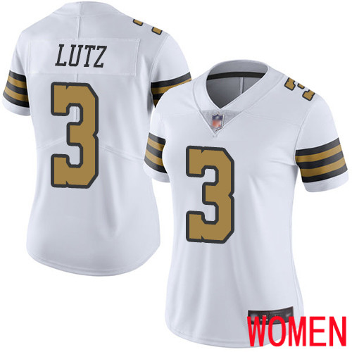 New Orleans Saints Limited White Women Wil Lutz Jersey NFL Football #3 Rush Vapor Untouchable Jersey